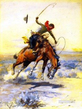 Indiana Cowboy Painting - the bucker 1904 Charles Marion Russell Indiana cowboy